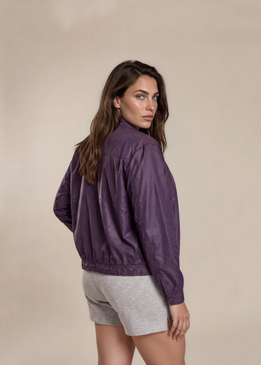 YSL Purple Metallic Windbreaker Bomber