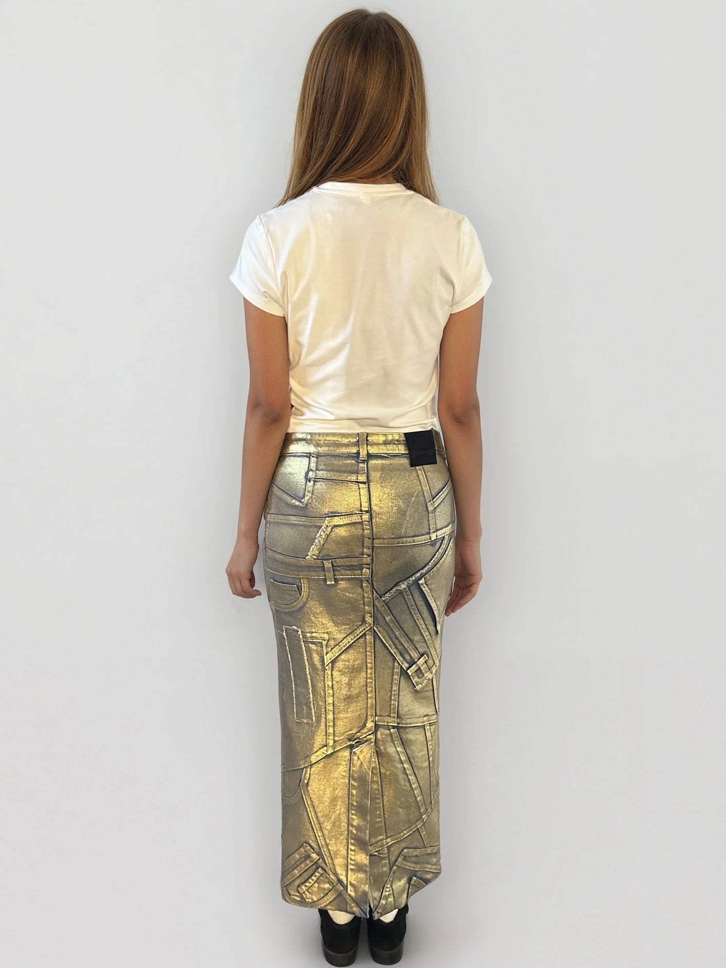 Tom Ford Gold Runway Maxi Skirt