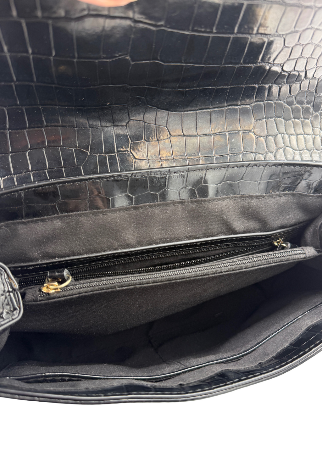 Mario Valentino Black Croc Embossed Crossbody