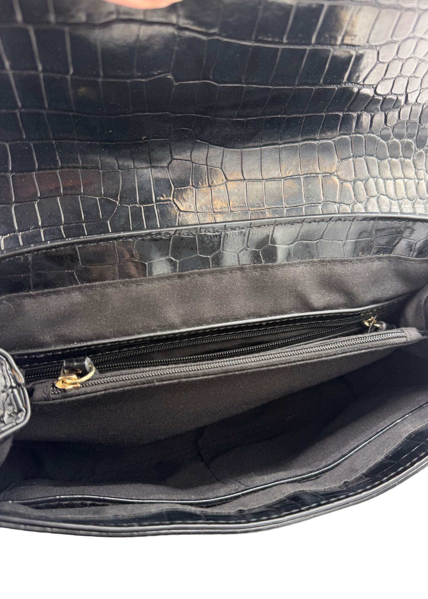 Mario Valentino Black Croc Embossed Crossbody