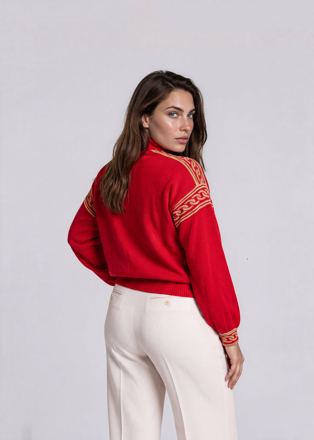 St John Red Zip Sweater