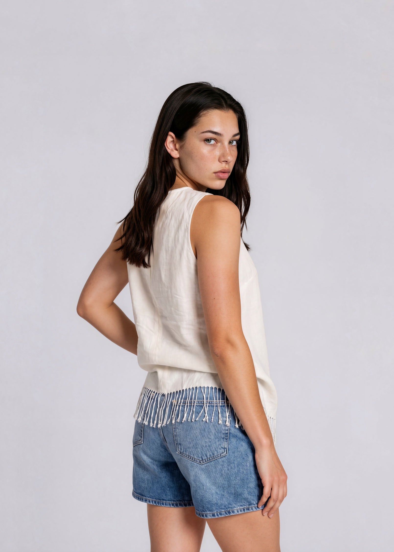 Max Mara Linen Fringe Top