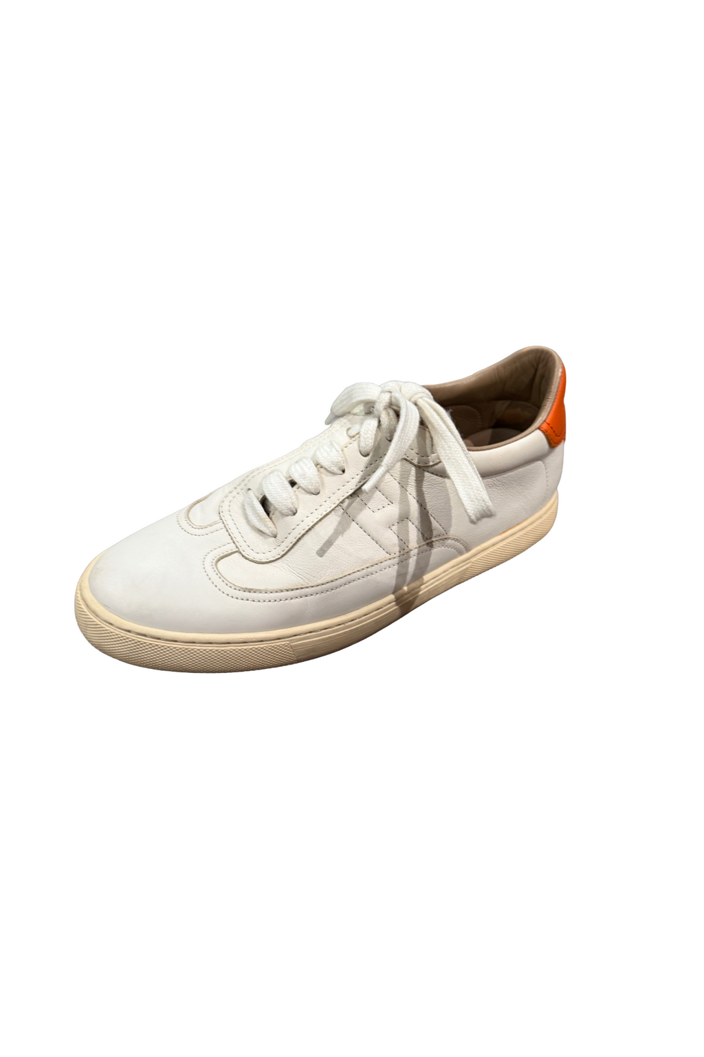 Hermes White and Orange Leather Sneakers