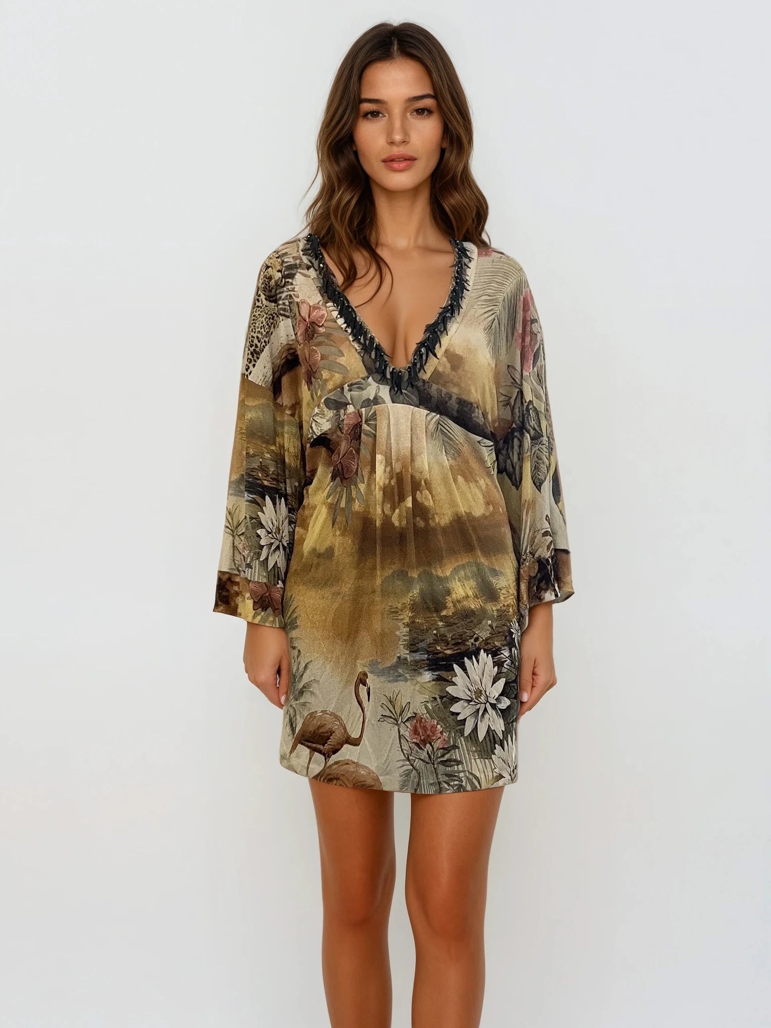 Cavalli Flower Printed Mini Dress