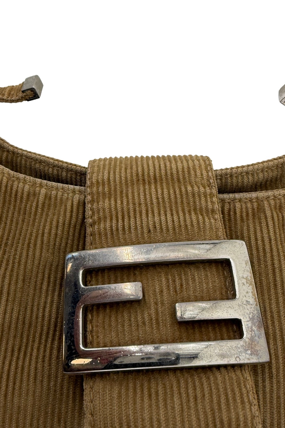 Fendi Tan Corduroy Shoulder Baguette