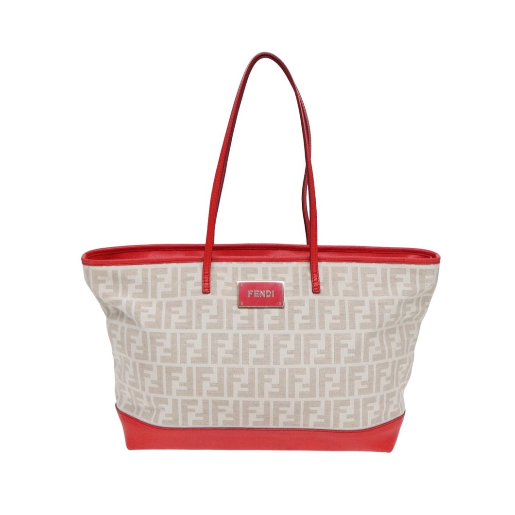 Fendi Zucca White and Red Tote