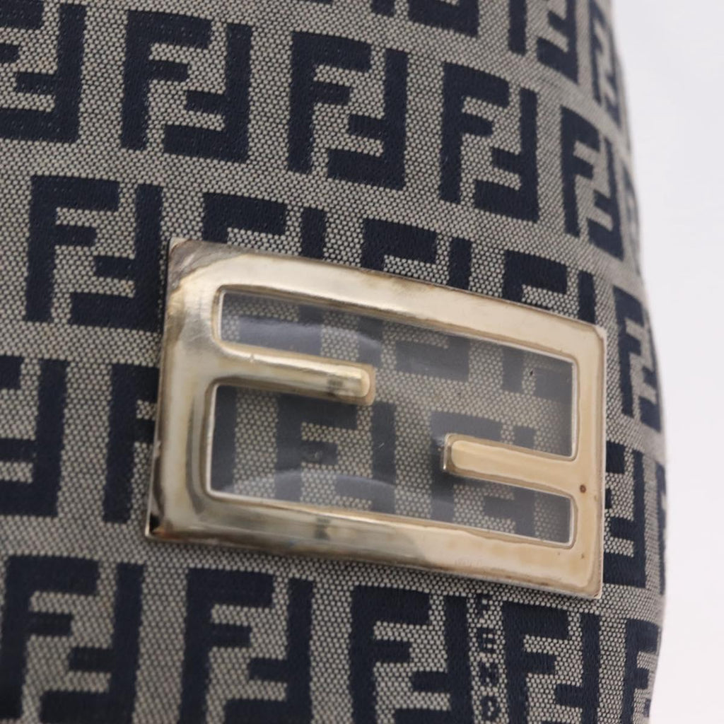 Fendi Navy Zucchino Canvas Bucket Bag logo hardware