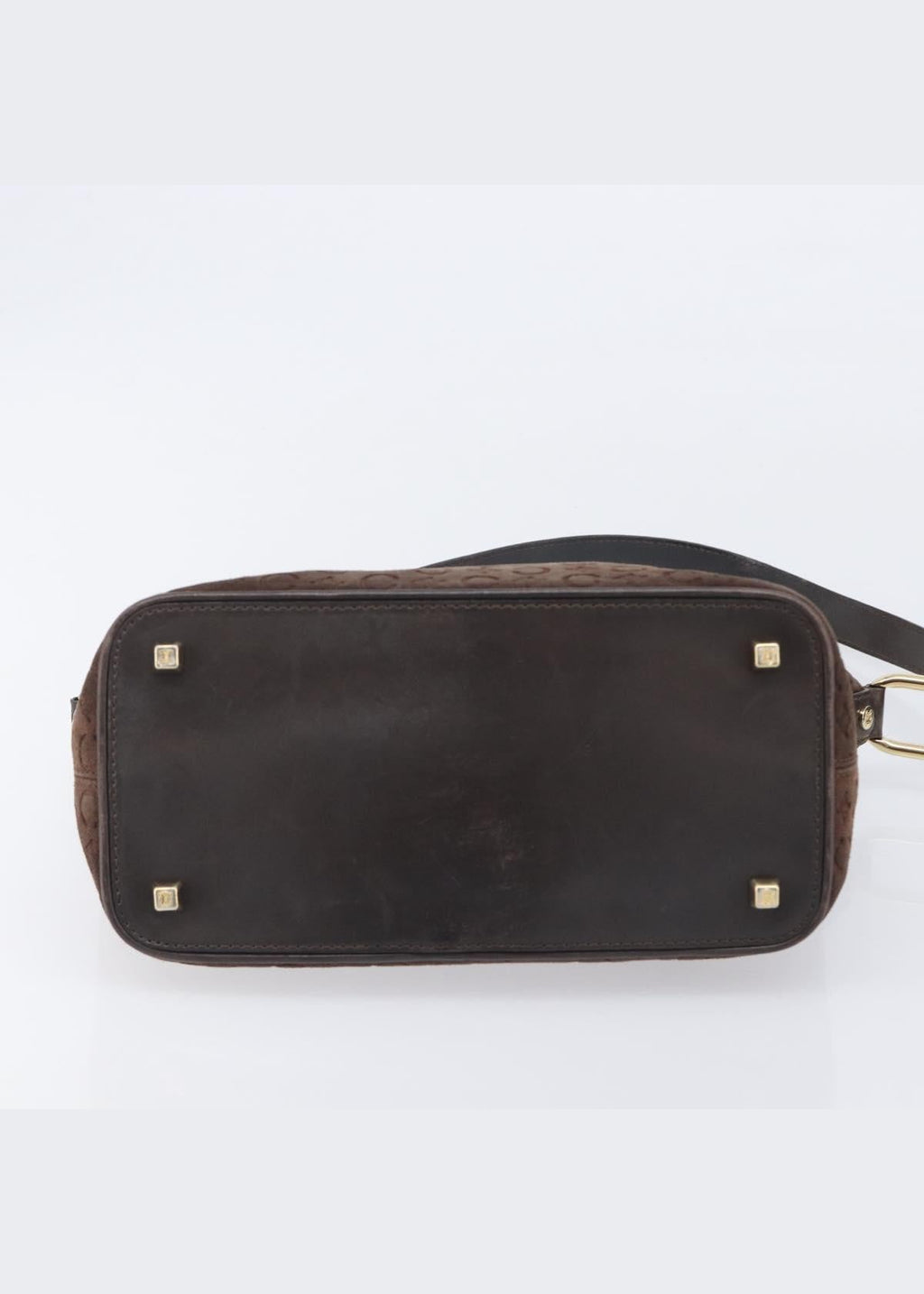 Celine Brown Suede Macadam Shoulder Bag base