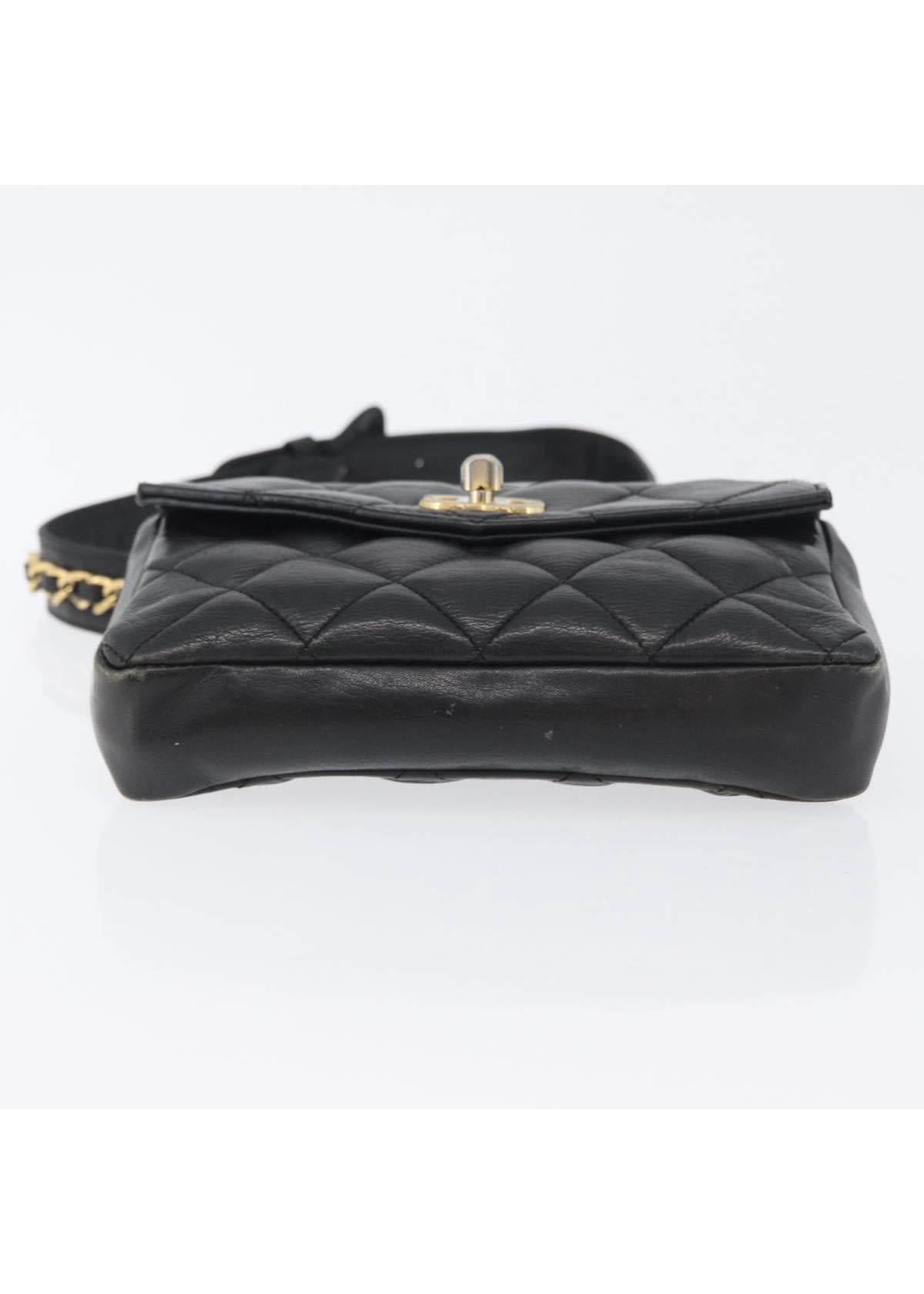 Chanel Black Quilted Leather Belt Bag base