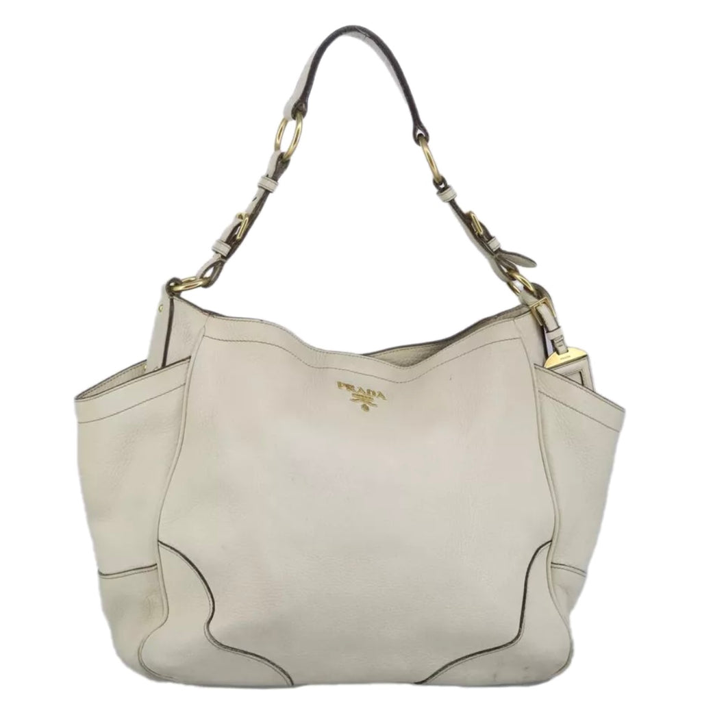 Prada White Leather Tote