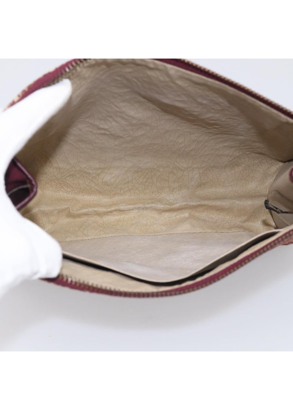 Dior Burgundy Oblique Canvas Clutch interior