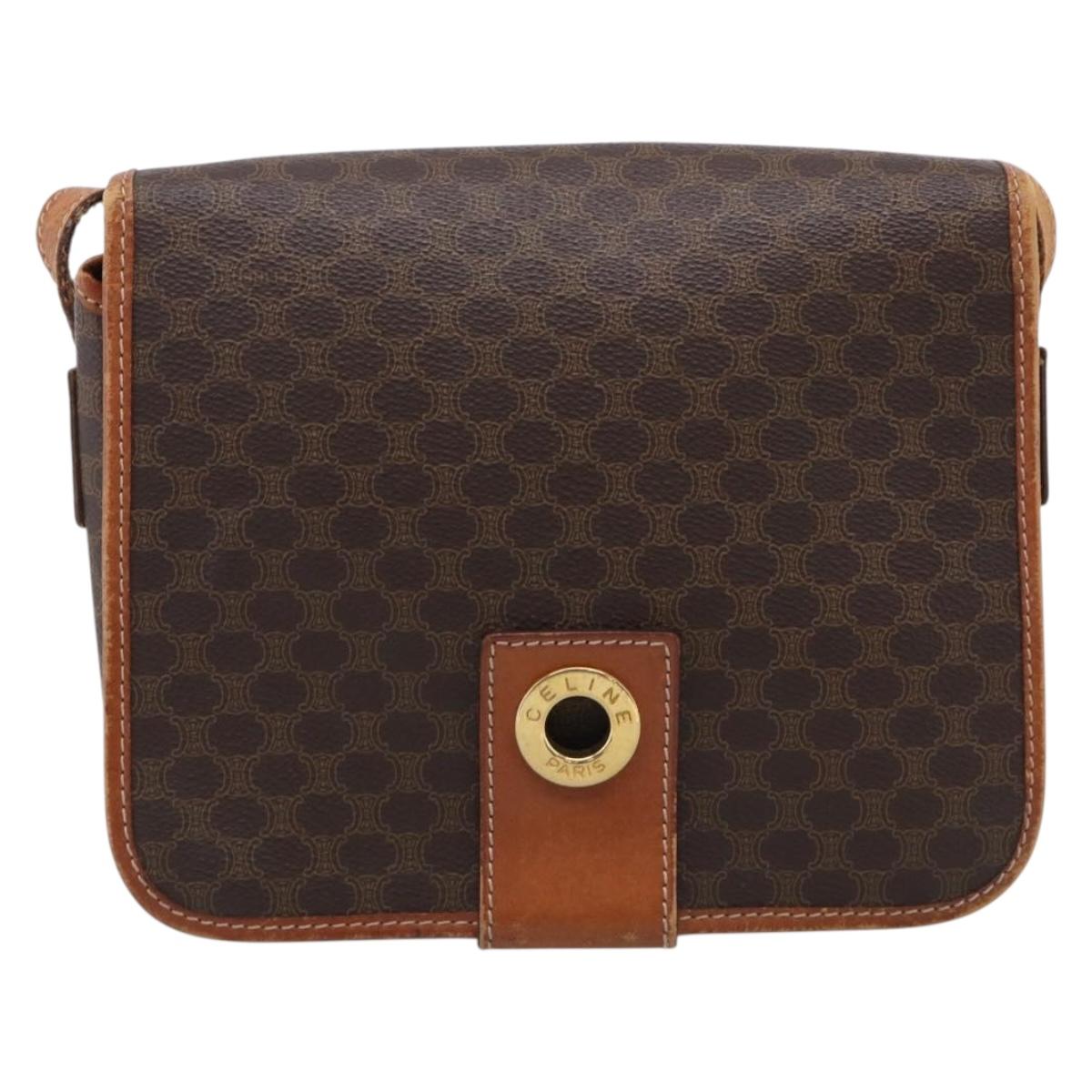 Celine Brown Macadam Shoulder Bag front
