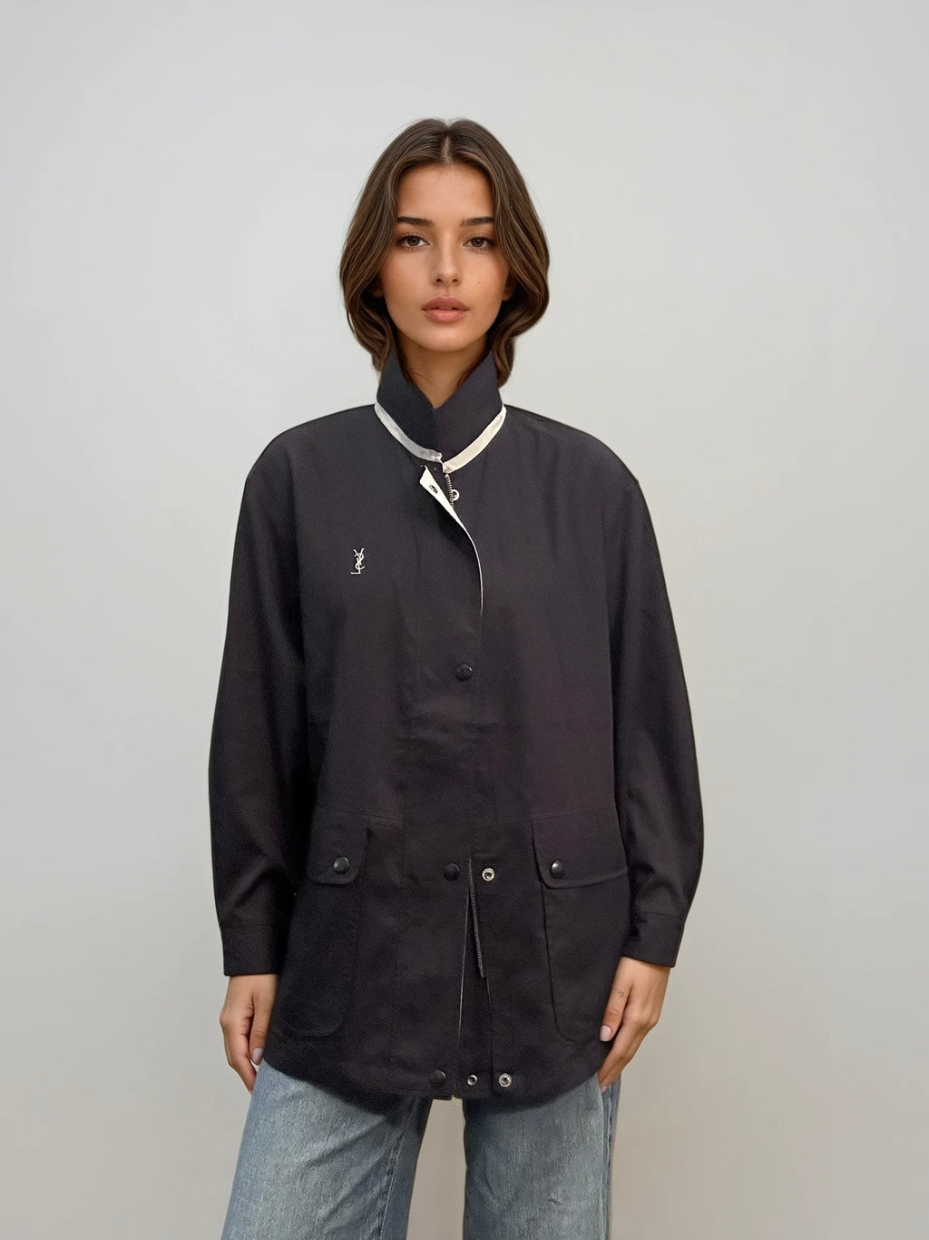 YSL Black and White Reversible Bomber