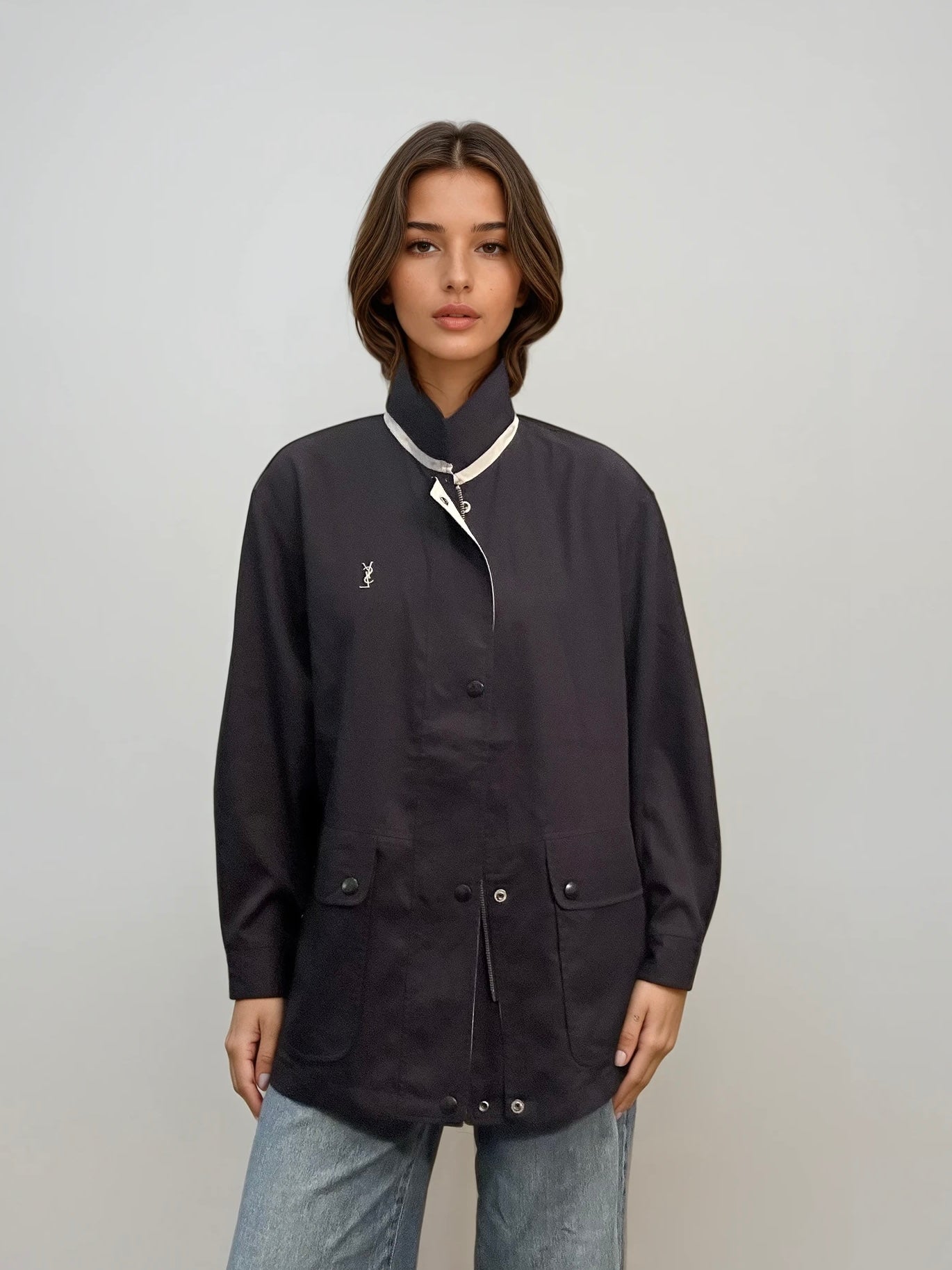 YSL Black and White Reversible Bomber