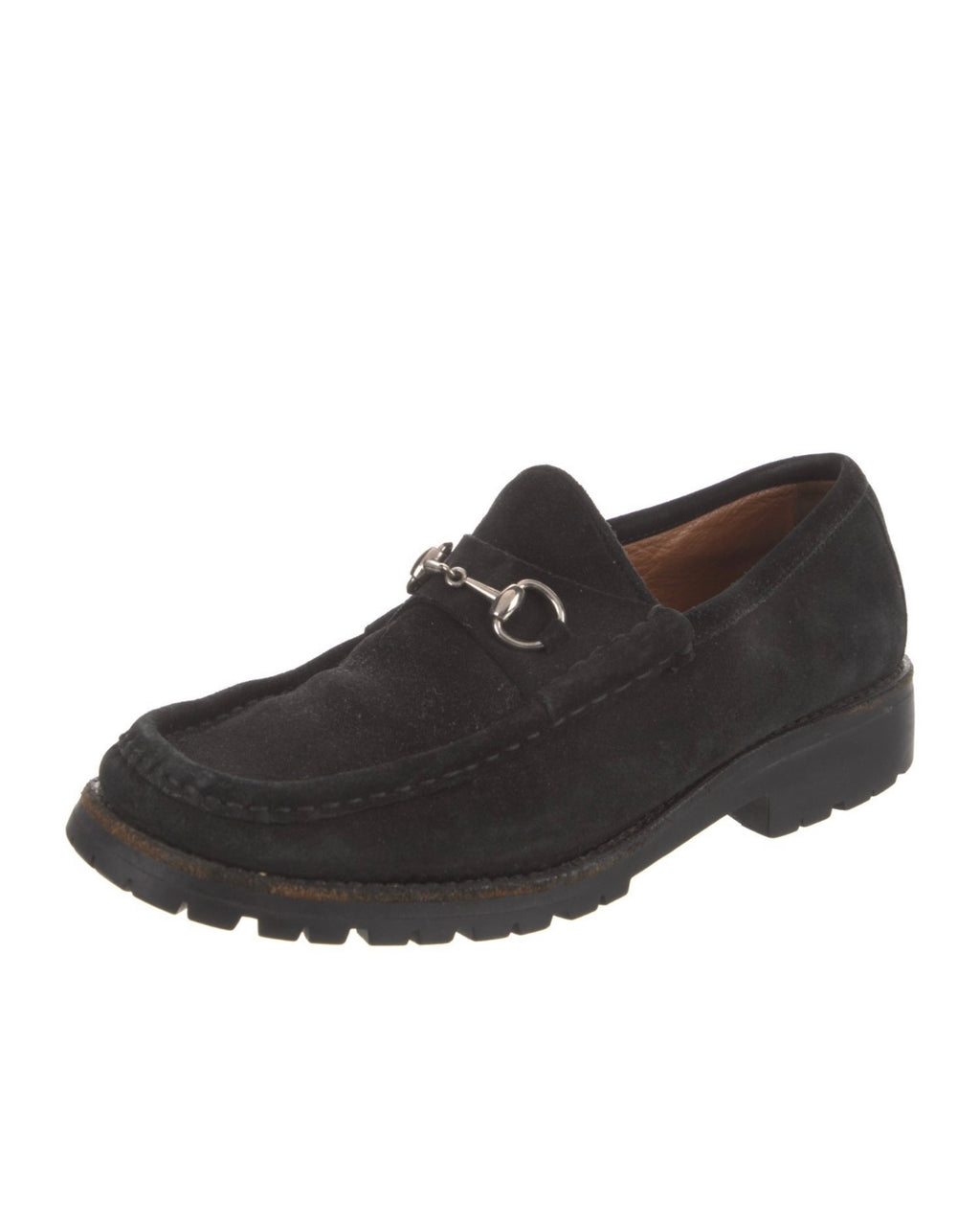 Gucci Black Suede and Silver Horsebit Loafers