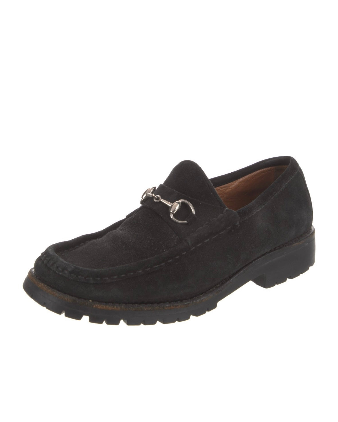 Gucci Black Suede and Silver Horsebit Loafers
