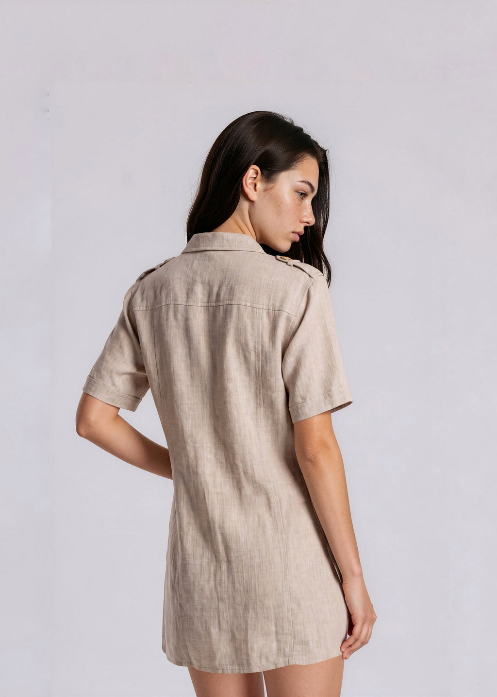 Escada Tan Linen Mini Dress