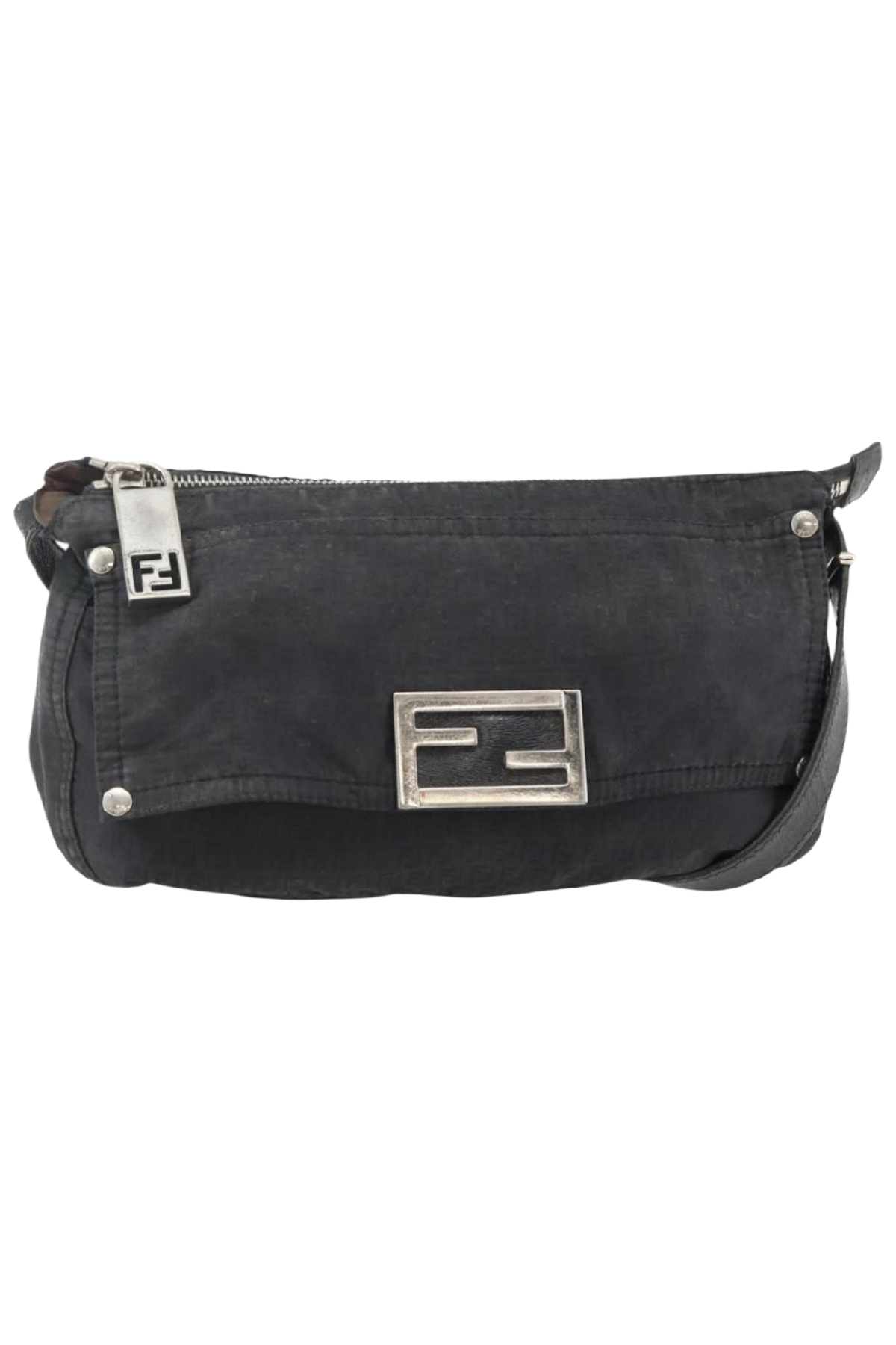 Fendi Black Monogram Crossbody Baguette