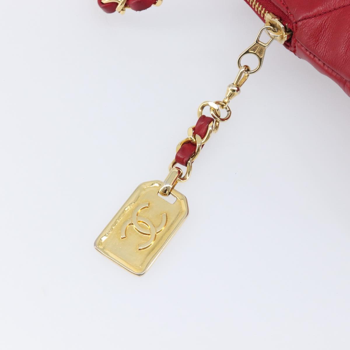 Chanel Red Quilted Lambskin Shoulder Bag CC zipper pull
