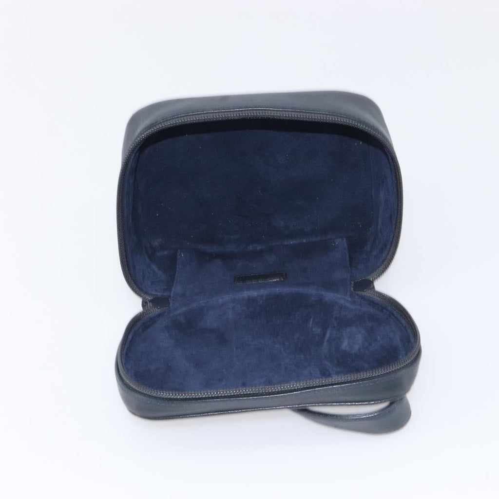 Gucci Navy Leather Horsebit Vanity Bag interior