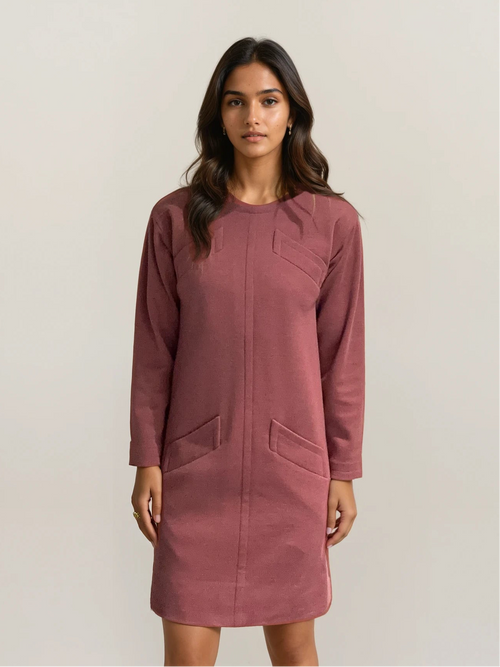 dark red mini dress long sleeve SPANX® Red Ponte Long Sleeve Mini Dress