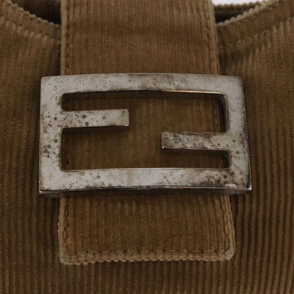 Fendi Tan Corduroy Rounded Baguette