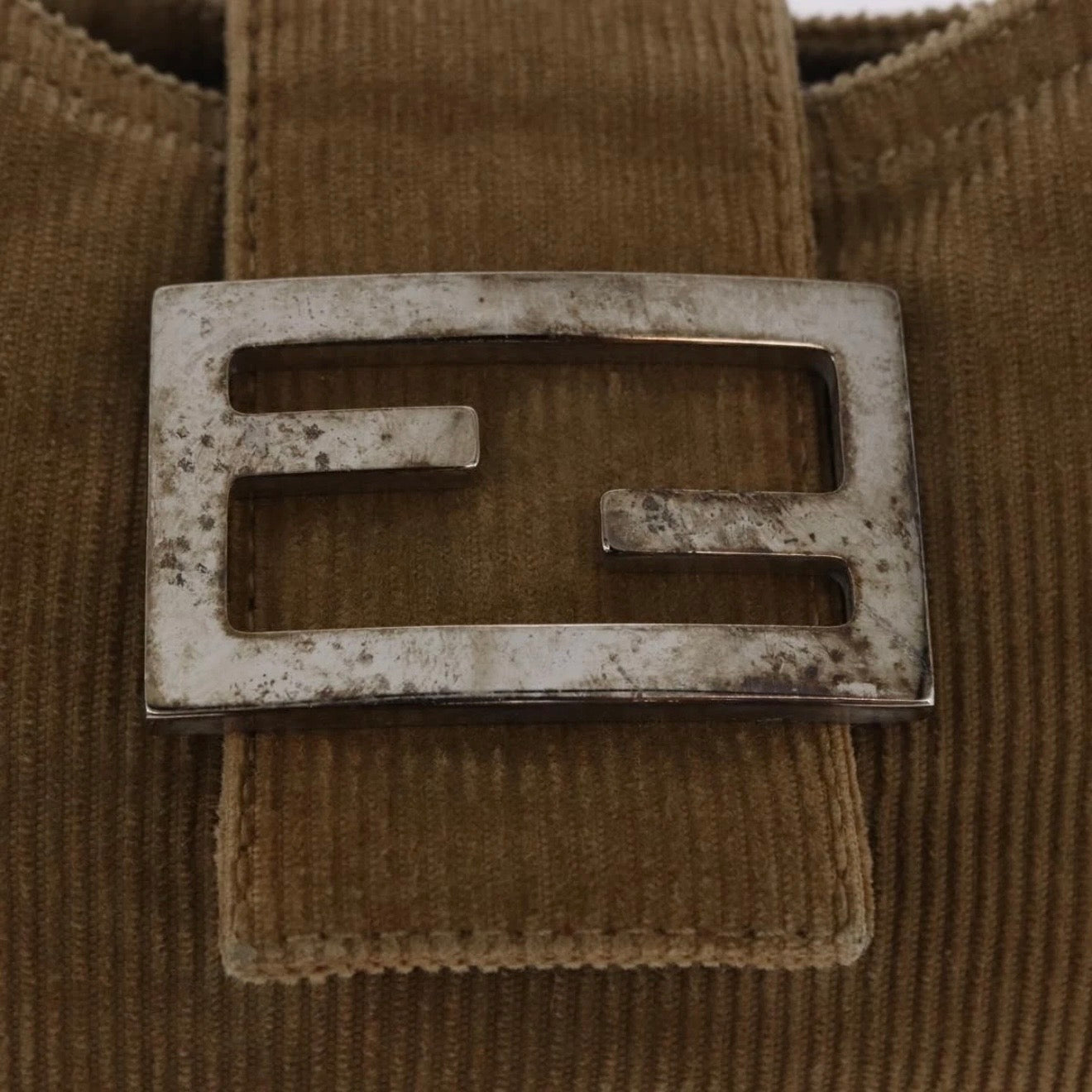 Fendi Tan Corduroy Rounded Baguette