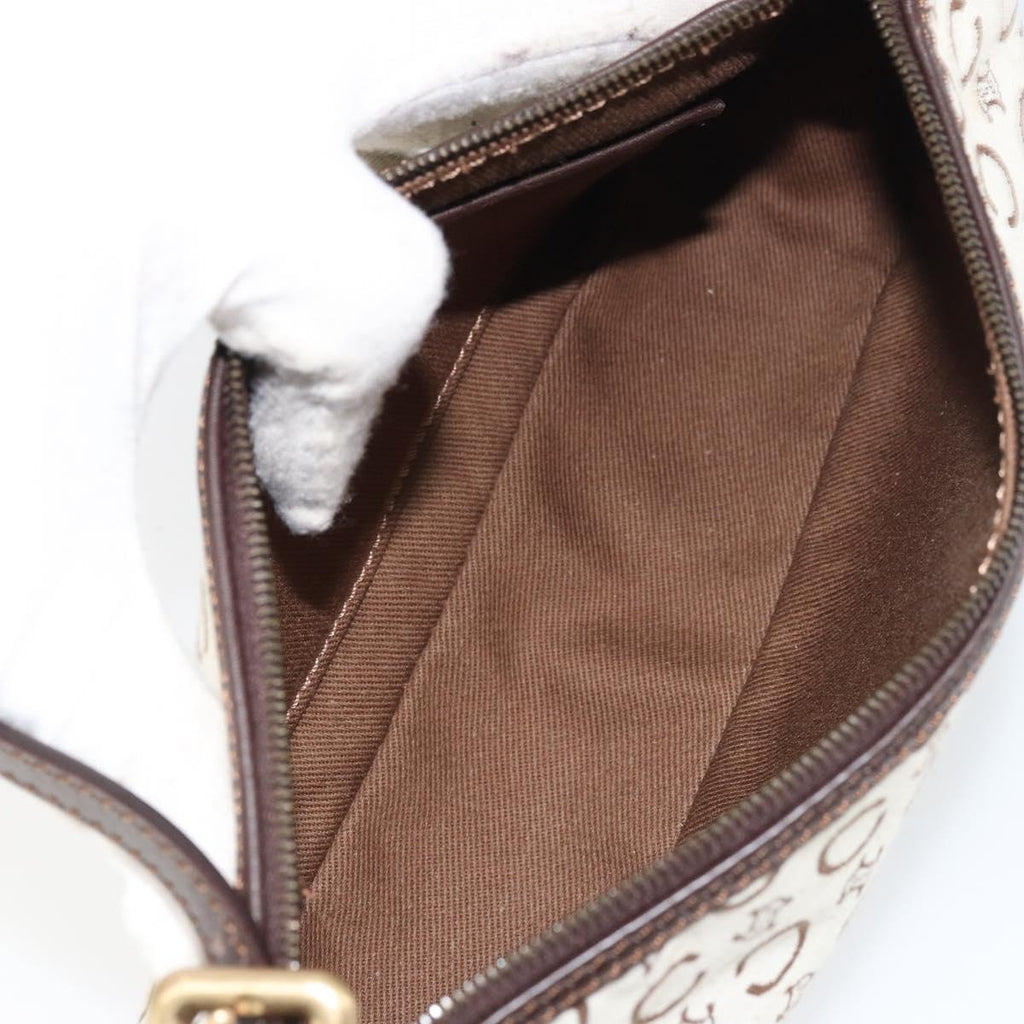 Celine White and Brown Monogram Shoulder Bag