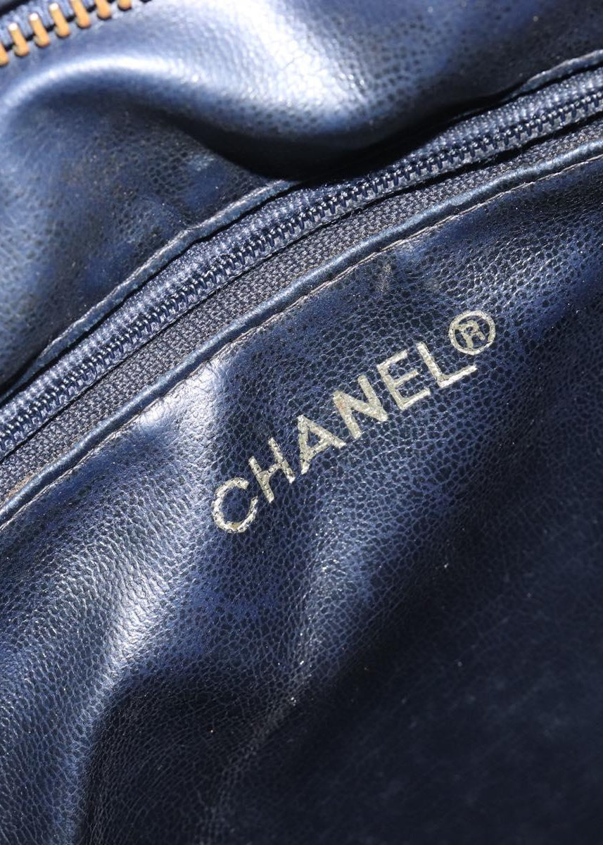 Chanel Navy Quilted Shoulder Bag brand stamp