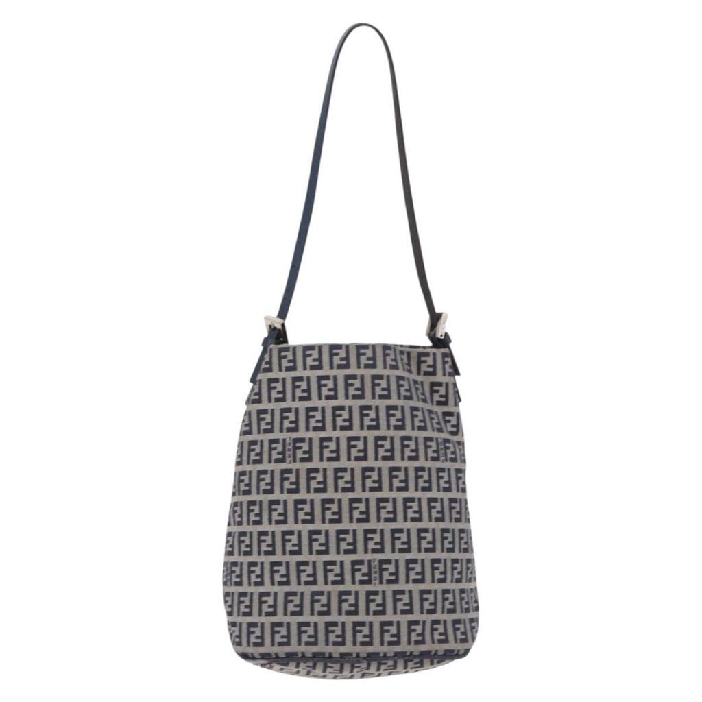 Fendi Navy Zucchino Canvas Bucket Bag back