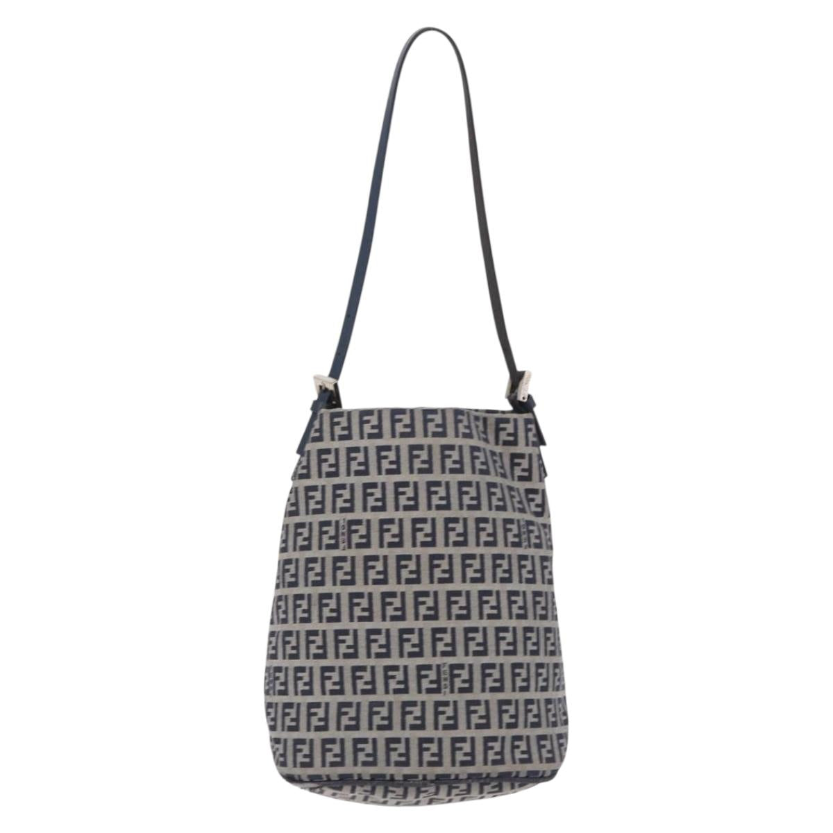 Fendi Navy Zucchino Canvas Bucket Bag back
