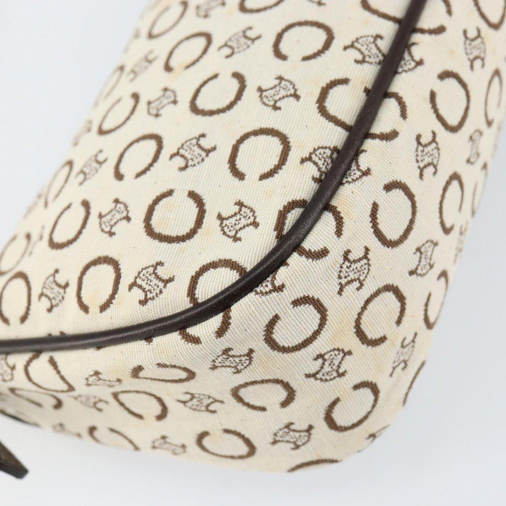Celine White and Brown Monogram Shoulder Bag