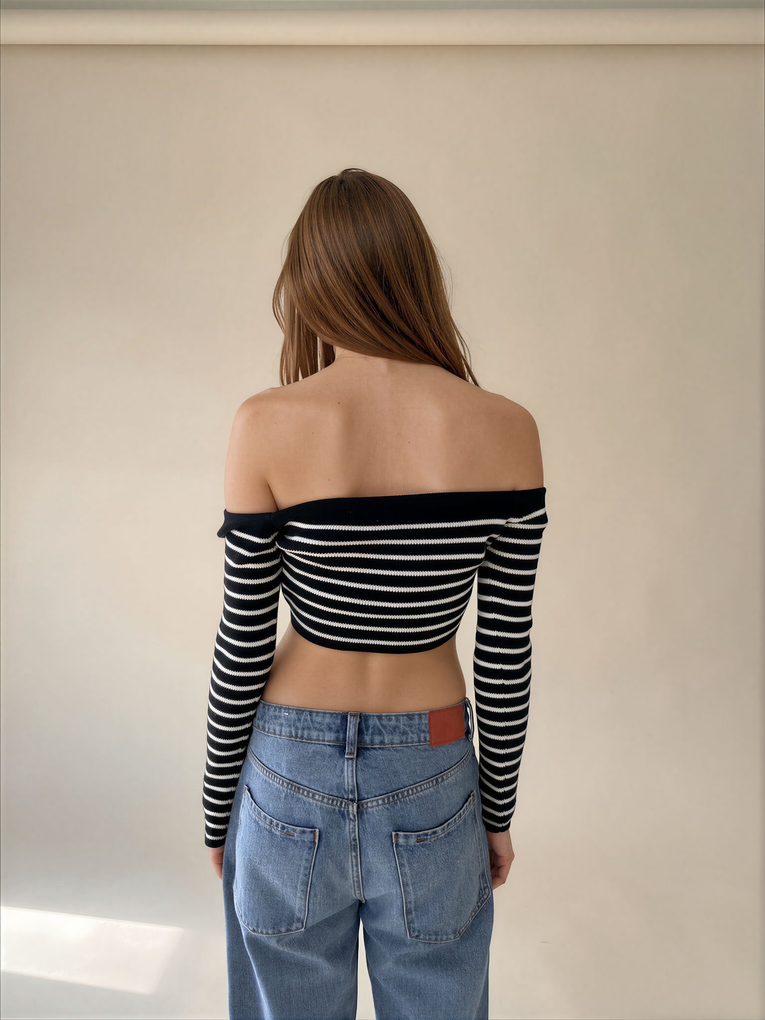 Ysl Black And White Striped Cropped Top
