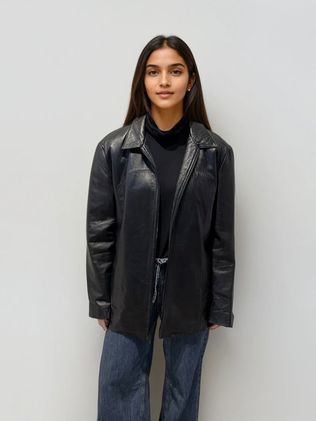 Black Leather Blazer Jacket