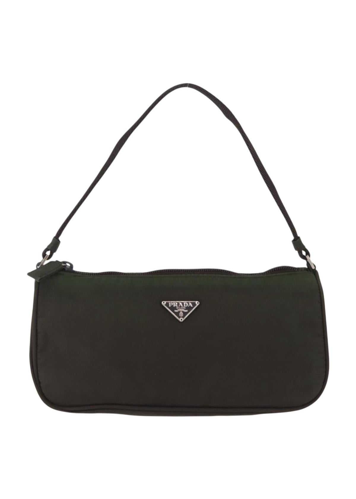 Prada Hunter Green Nylon Pochette front