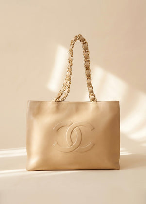 Chanel Tan Leather Chain Tote