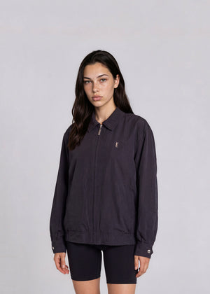 YSL Navy Classic Collared Bomber with Snap Sleeves