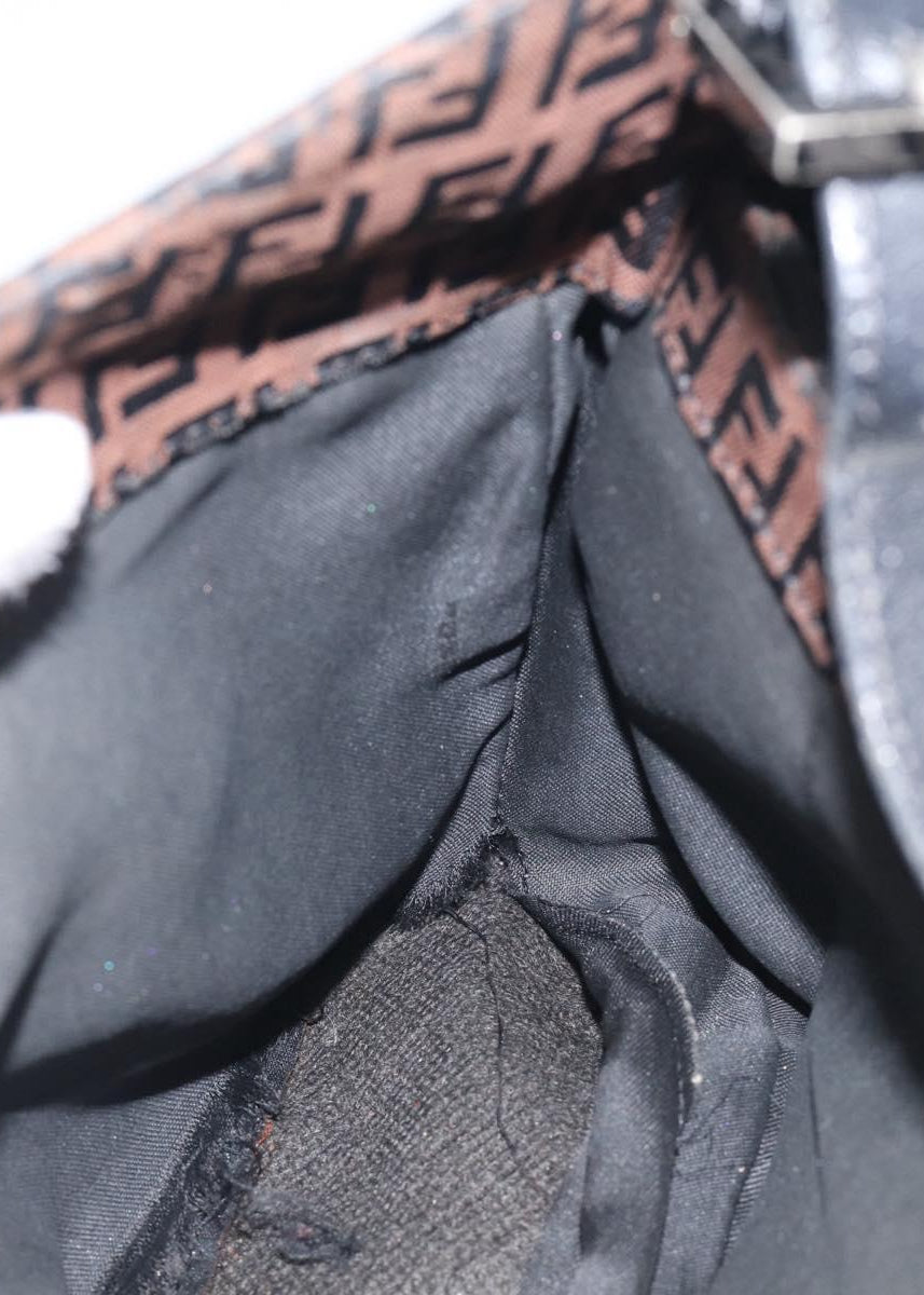Fendi Chocolate Brown Zucchino Swoop Baguette interior detail