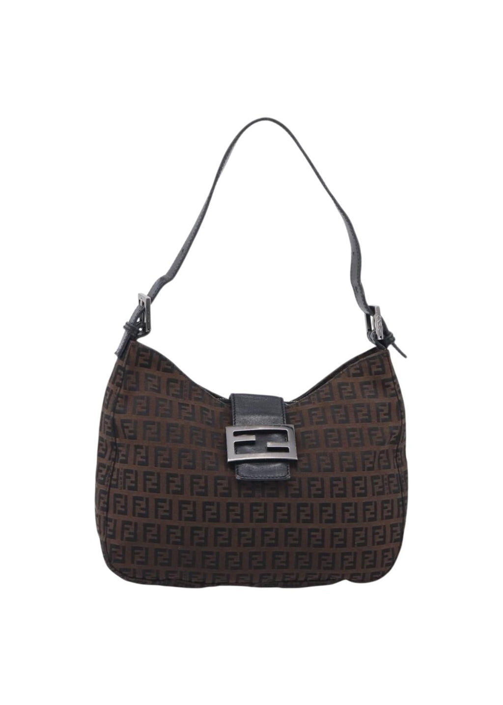 Fendi Chocolate Brown Zucchino Swoop Baguette front