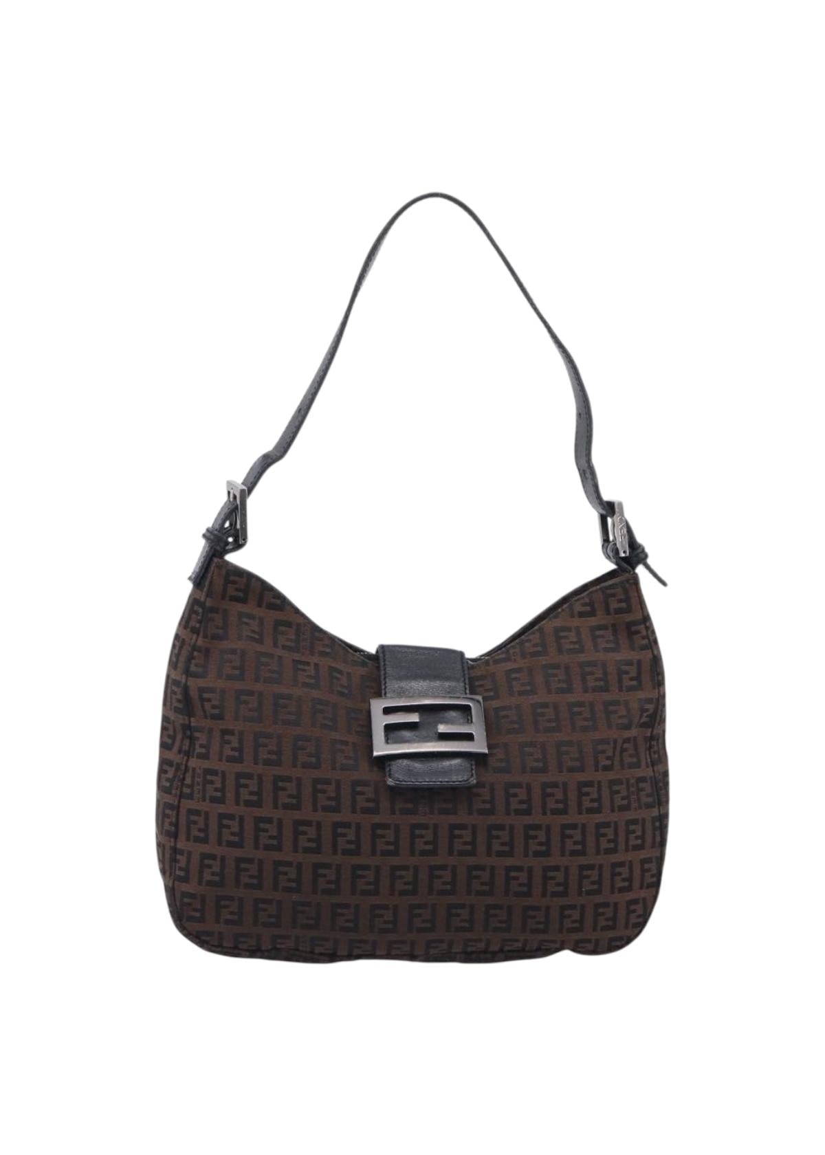 Fendi Chocolate Brown Zucchino Swoop Baguette front
