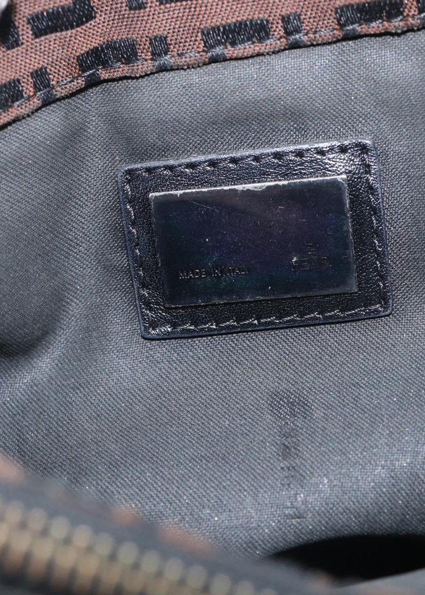 Fendi Chocolate Brown Zucchino Swoop Baguette interior