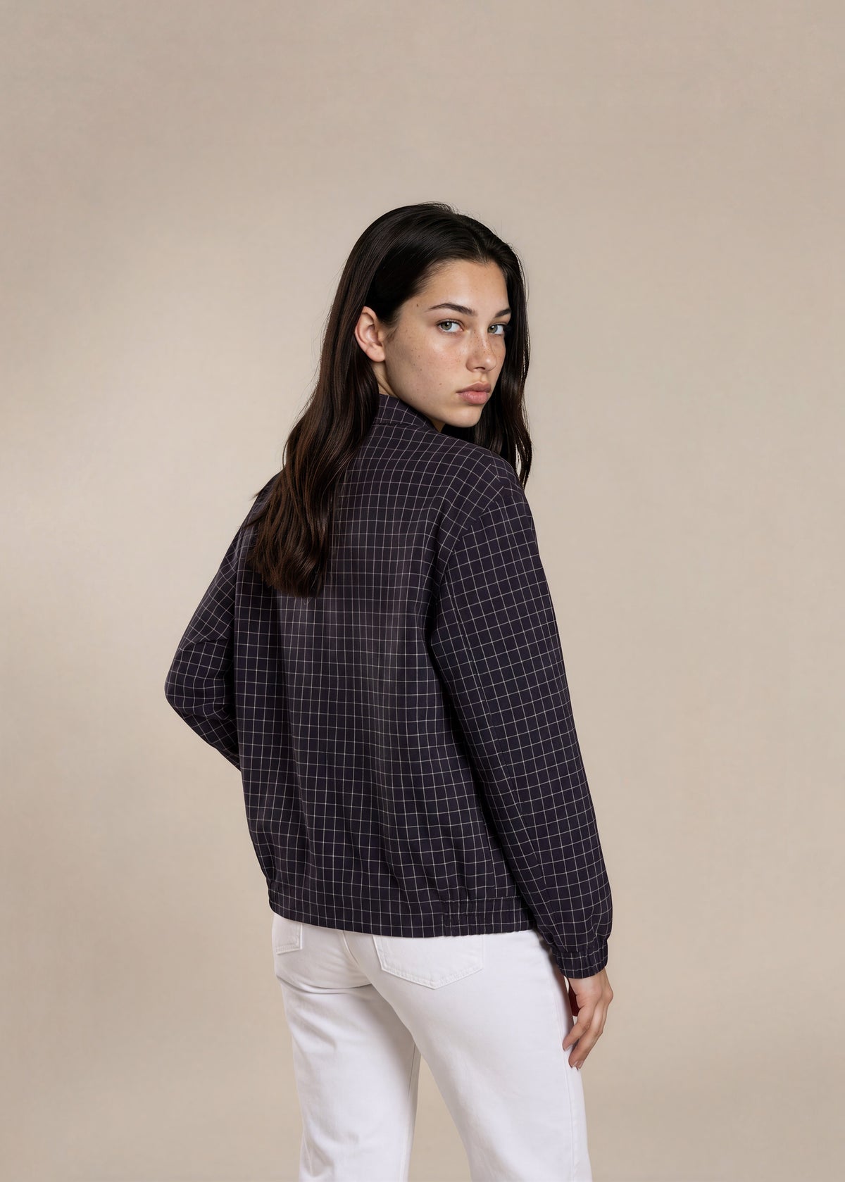 YSL Black Plaid and Striped Knit Collared Bomber