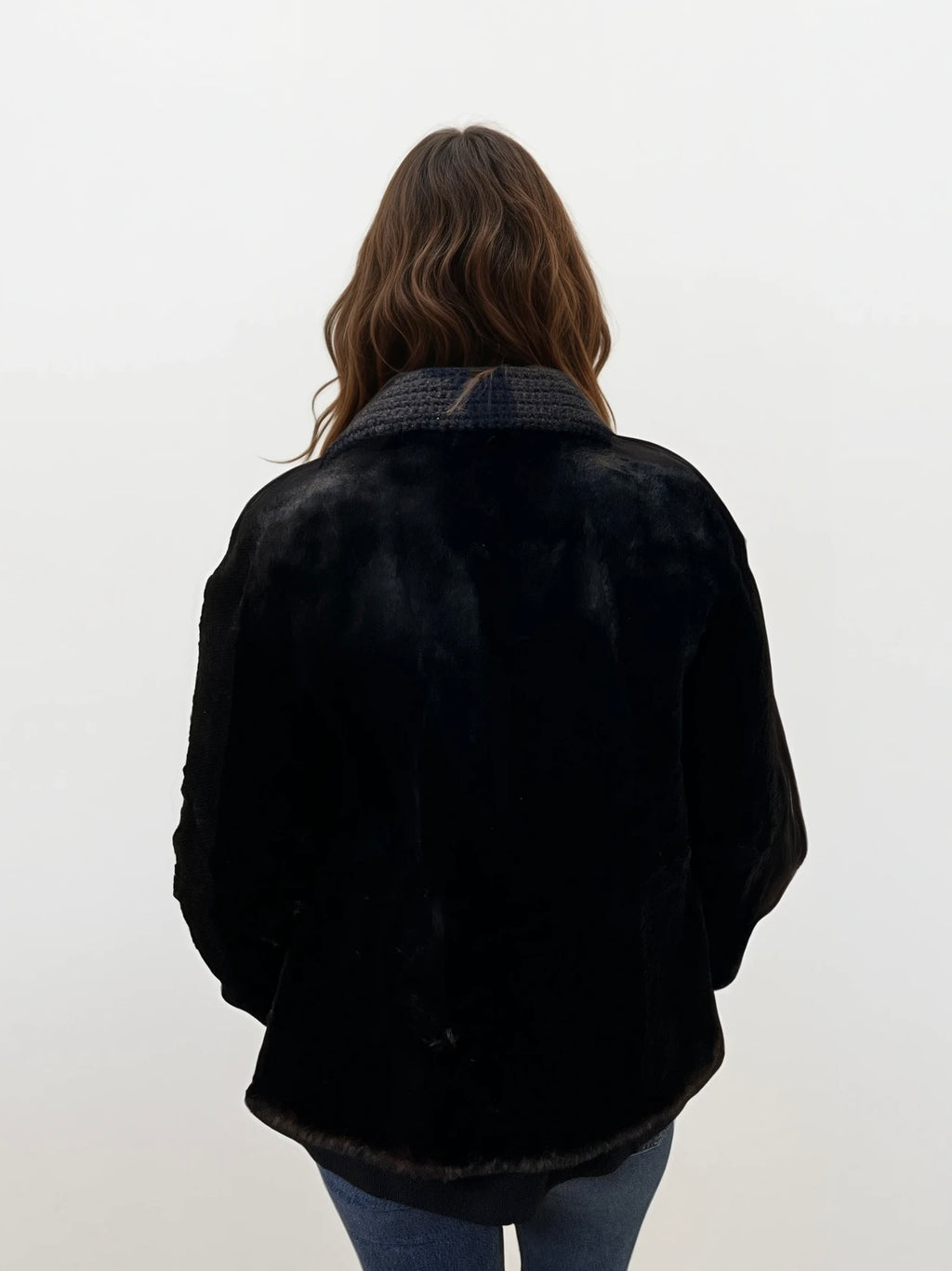 Black Mink Fur Sweater Coat