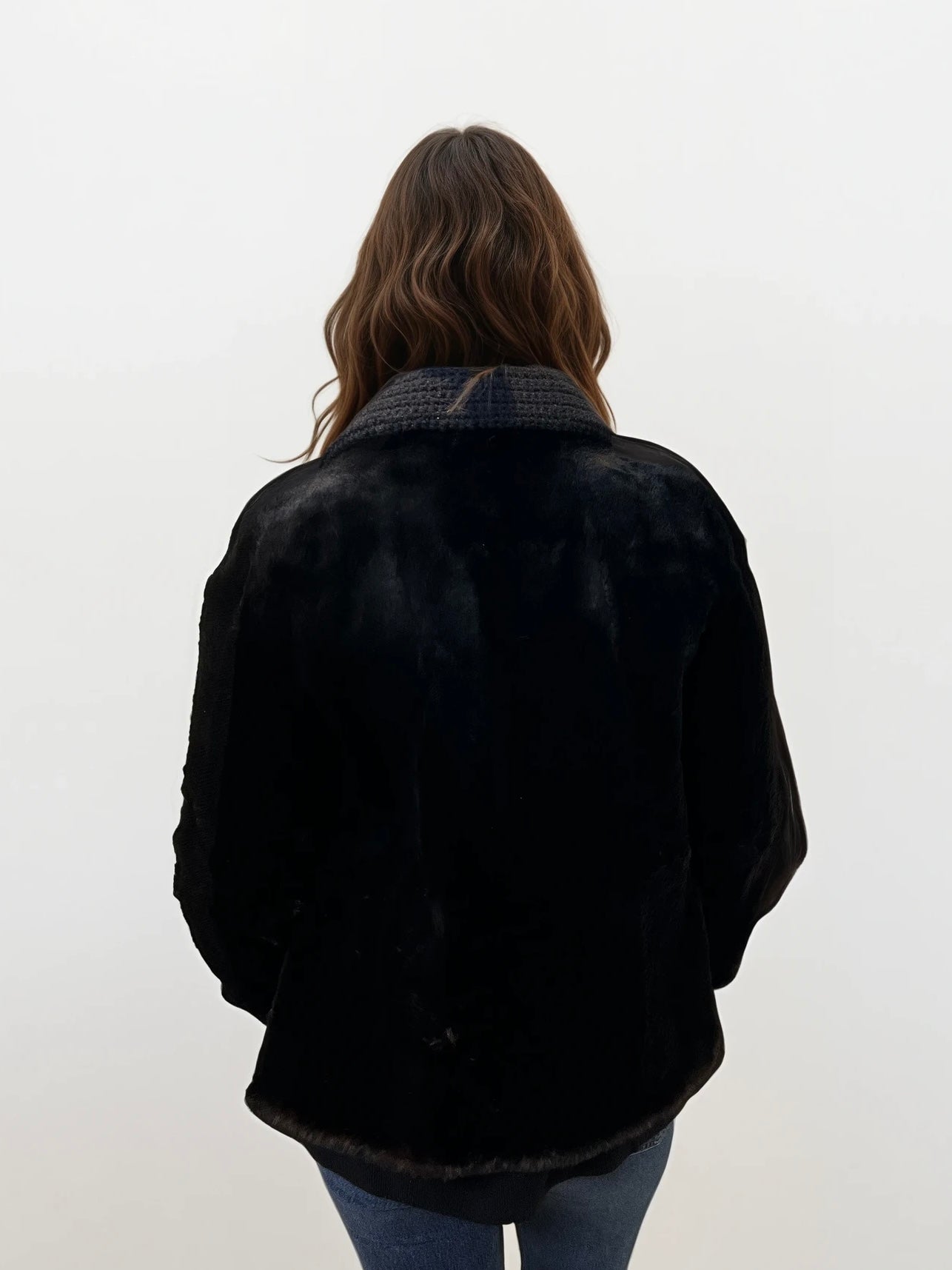 Black Mink Fur Sweater Coat