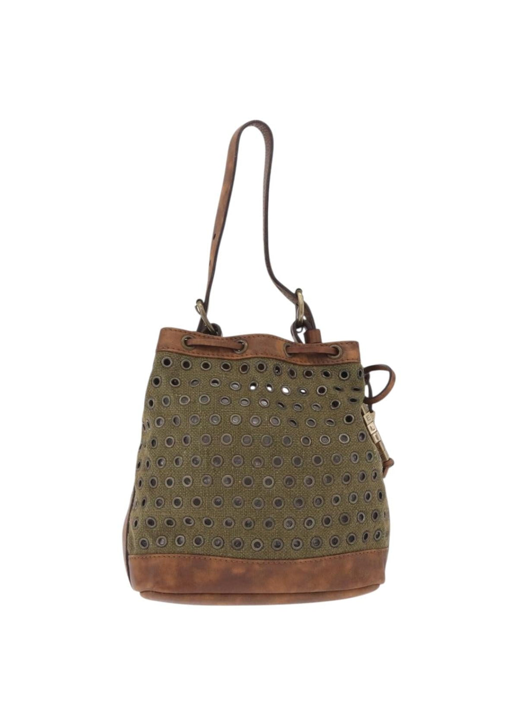 Celine Khaki Perforated Bucket Bag back