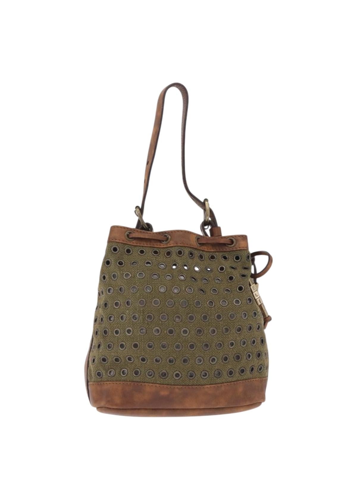 Celine Khaki Perforated Bucket Bag back