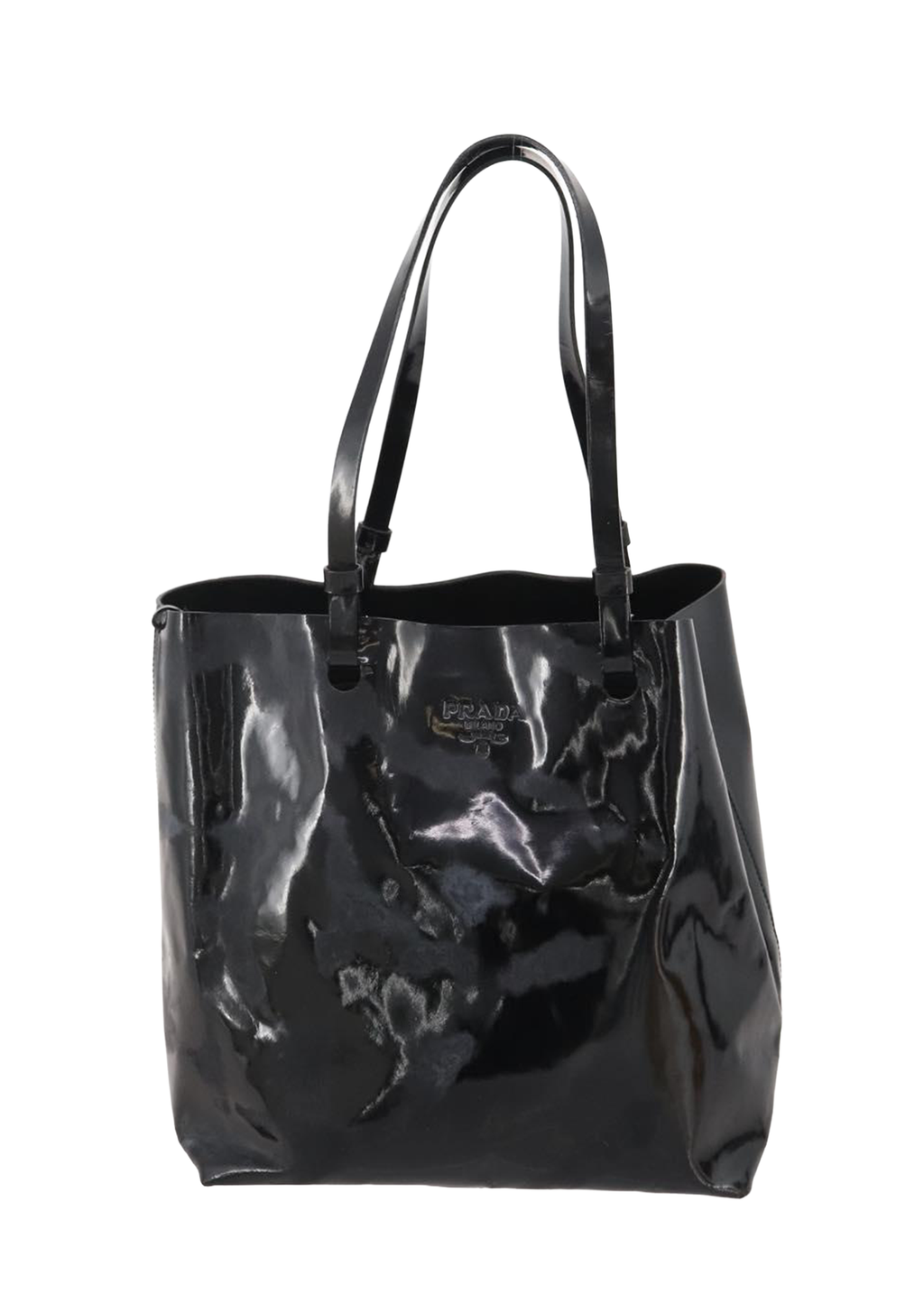 Prada Black Patent Leather Bucket Tote