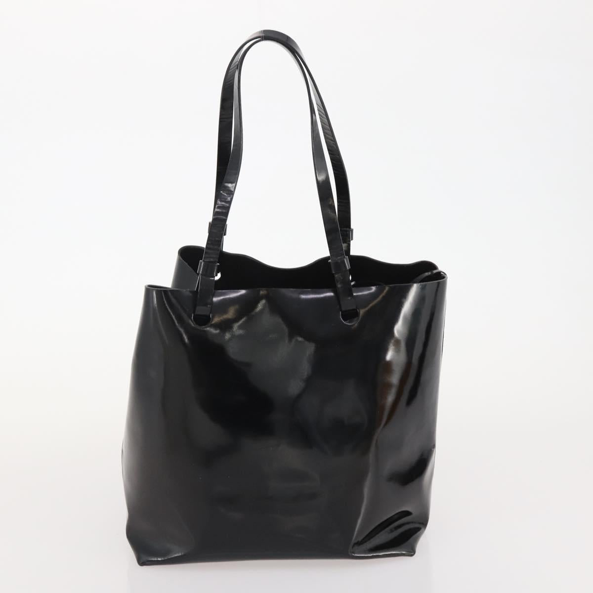 Prada Black Patent Leather Bucket Tote