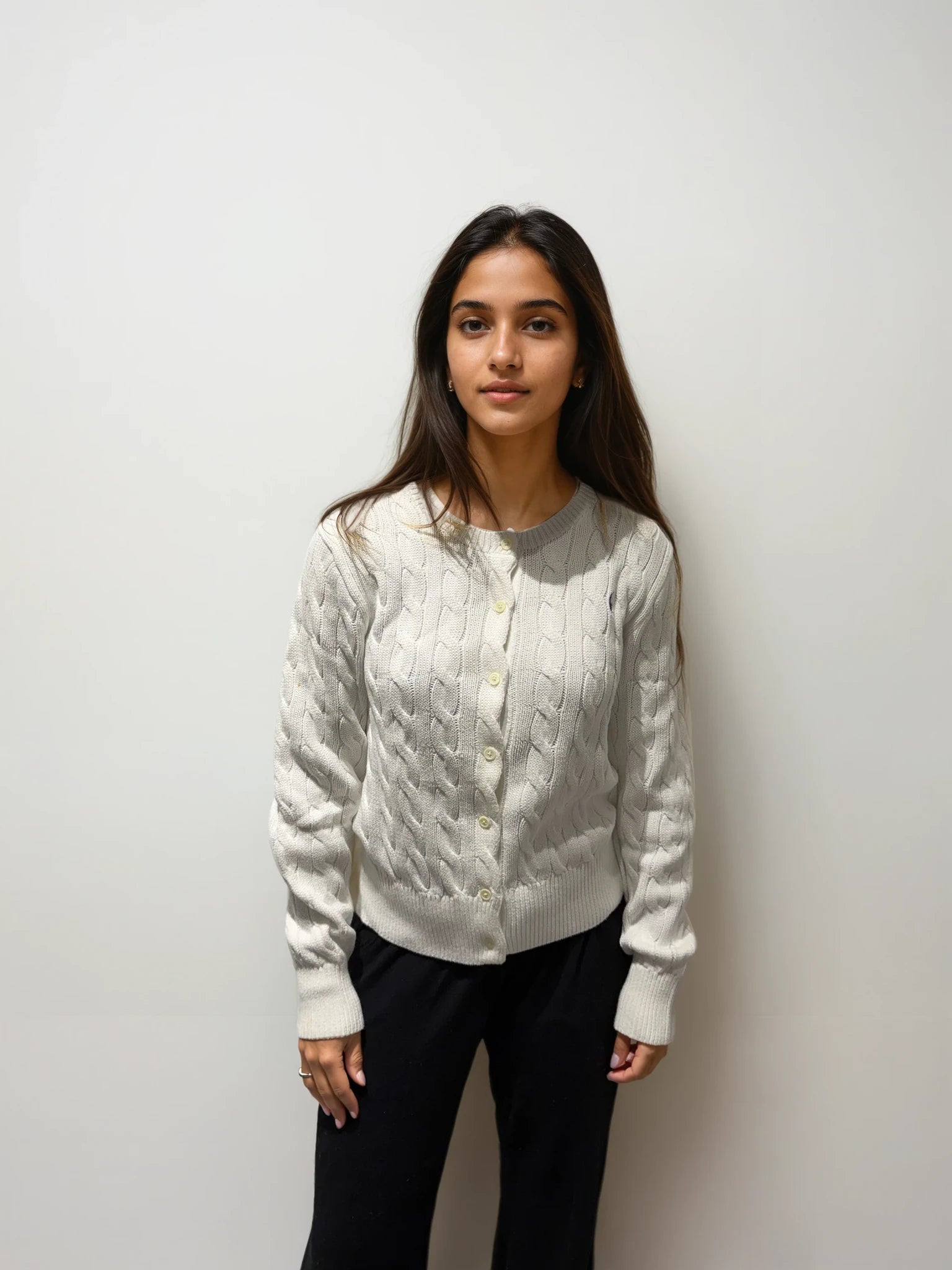 Ralph Lauren Cream Cableknit Cardigan