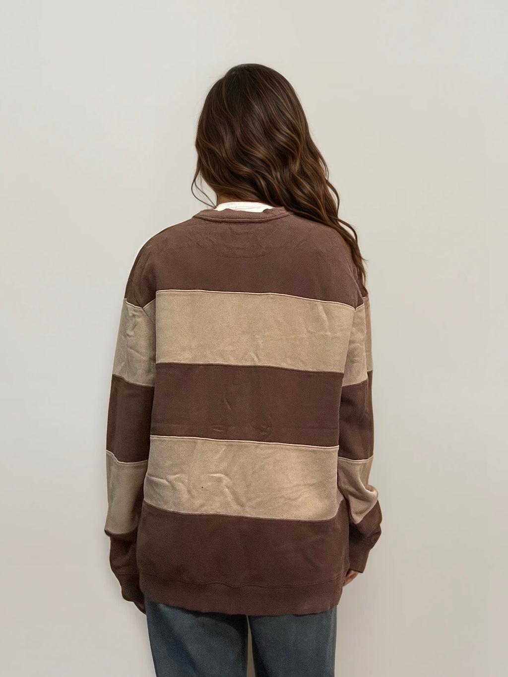 YSL Brown and Cream Striped Crewneck